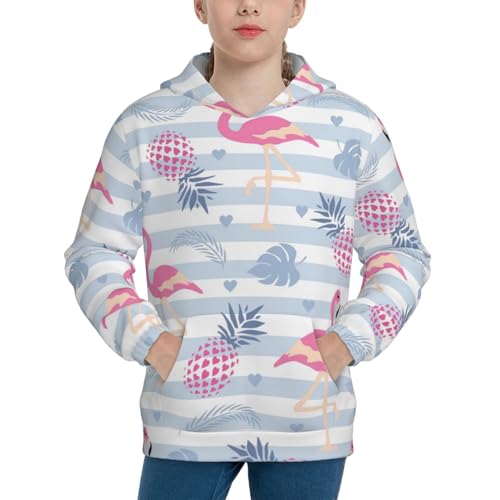 Flamingo and Pineapple Kid Hoodies Boys Sweatshirts Girls Pullover with Pocket