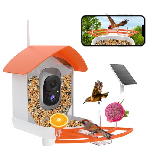 Image of Fazoxo Bird Feeder with Camera,Birds House Camera,Solar Powered,Orange