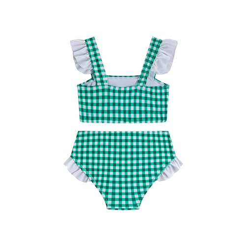 Image of LIZENS Girls Plaid Swimwear Two Piece Trim Swimsuit 2-12 Toddler Beach Bathing Suit for Kids