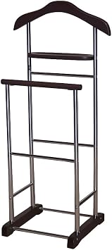 Proman Products Twin Valet with Wooden Hanger Tray & Trouser Bar, Walnut