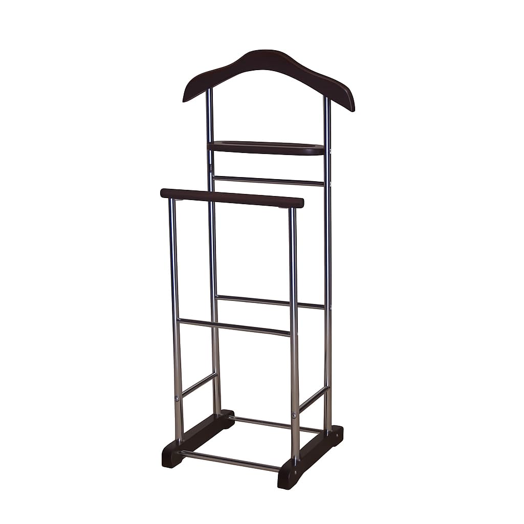 proman product twin valet with wooden hanger tray amp trouser bar walnut