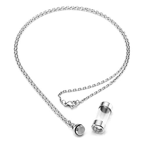 Jovivi Edelstahl Asche Schmuck Memorial Urnen Acryl Flasche Anhänger Öffnen Kette Kapsel Pendant Halskette Gedenk Geschenk