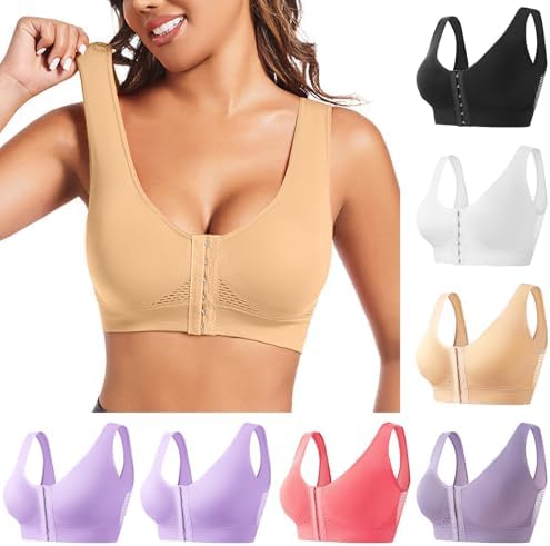 Women's Front Closure Bra Hollow Out Breathable Supportive Sport Workout Running Yoga Bra Front Buckle Everyday Bras