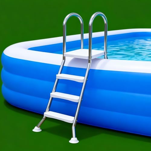 Escalera para piscina desmontable de 3 peldaños de acero inoxidable miniatura 1