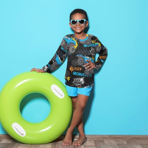 Image of Aflyko Vehicle Fun Boys' Rash Guard Shirts Xmas UPF 50+ Sun Protection Swim Shirt 3-12T