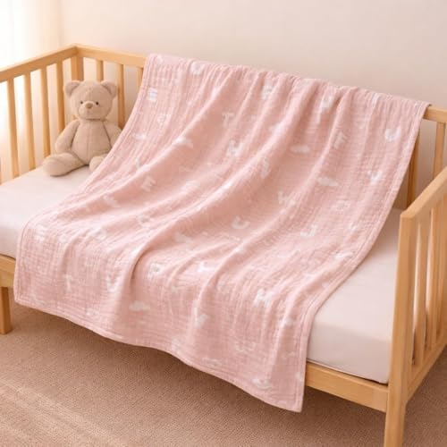 Image of 100% Cotton 6-Layer Muslin Baby Blanket | Super Soft, Breathable & All Seasons Multipurpose Blanket for Babies (ABCD)