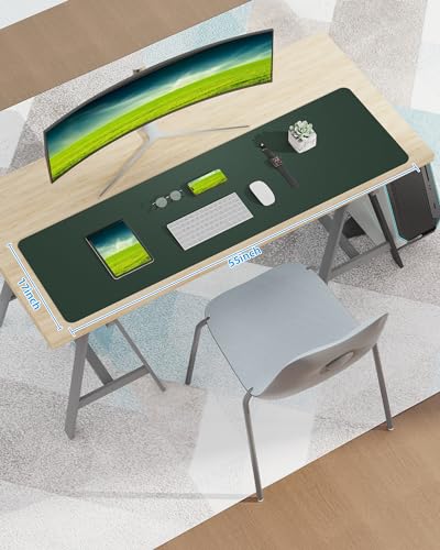 Image of Leather Desk Pad Protector,Mouse Pad,Office Desk Mat, Non-Slip PU Leather Desk Blotter,Large Desk mat,Waterproof Keyboard mat for Office /Home /Decor (Dark Green,55 inch x 17 inch)