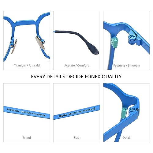 Image of FONEX Colorful Pure Titanium Glasses Frame Women Retro Round Eyeglasses