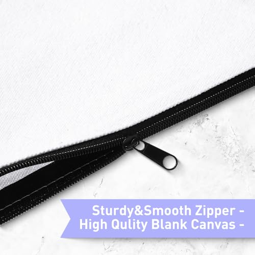 Image of Reginary 80 Pack Canvas Zipper Makeup Bags Bulk Pencil Pouches Blank DIY Craft Canvas Cosmetic Bag Pouch with Zipper for Makeup Cosmetic Toiletry Stationary Storage(White and Black Zippers)
