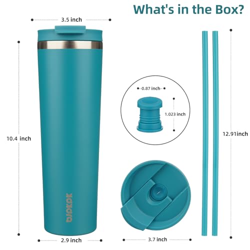 Image of BJPKPK 34oz Coffee Tumbler with Straw, Insulated Stainless Steel Cup