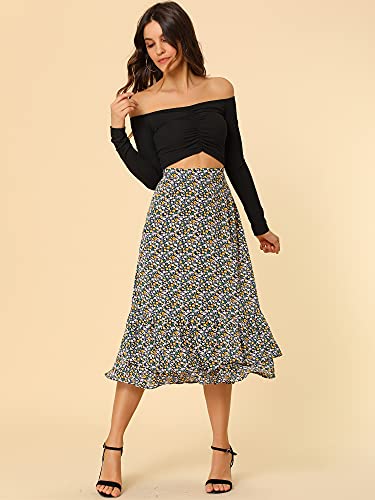 Image of Allegra K Women's Printed Skirt 2025 Weekend Trendy Summer Chiffon Ruffle Tiered Flowy Midi Skirts