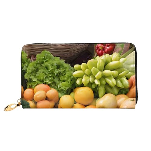 Variety Fresh Vegetables Long Leather Wallet,Large Capacity Soft Pu Leather Purse For Women With Multiple Card Slots Phone Pocket And Zipper Coin Purse Stylish Phone Card Holder Clutch