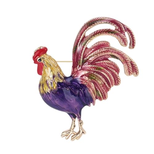 Image of Rooster Brooch Pins for Women, Chicken Brooch Pin, Cute Rooster Animal Brooch Lapel Pin, Bohemian Rooster Chicken Brooches Pins for Women Hat Bag Suit Dress Accessories