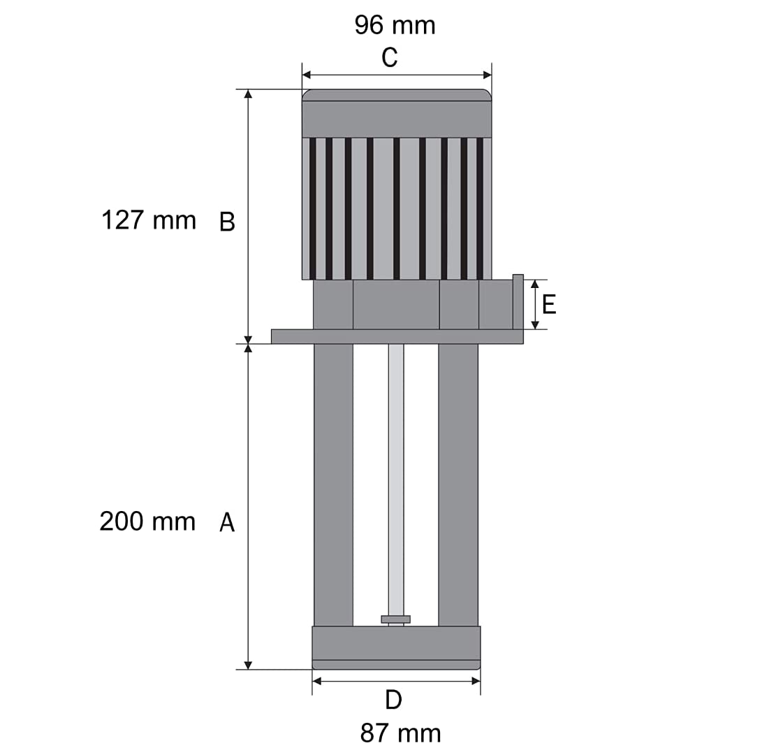 Hochleistungs - Kühlmittelpumpe 200 mm Eintauchtiefe für Bandsägen, Drehmaschinen, Kreissägen, Fräsmaschinen