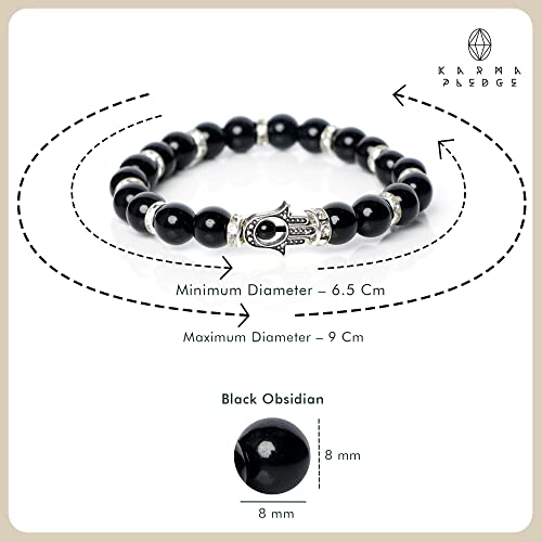 Healing Crystal Bracelet, Chakra Bracelets For Women & Men, Bracelet For Meditation, Positive Energy & Balance, Handmade Bracelets Crystal By Karma Pledge (Tiger Eye, Green Jade And Black Obsidian) #TOP3