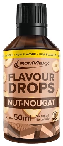 IronMaxx – Flavour Drops arôme alimentaire liquide – Nuss Nougat 50 ml – édulcorant liquide zéro sucre pour yaourt, café & desserts