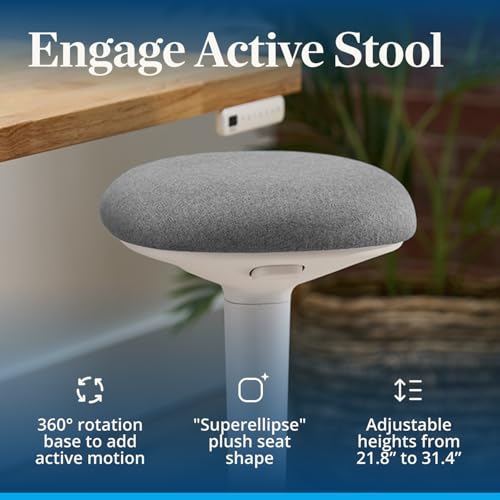 Image of UPLIFT DESK Engage Stool - Active Stool with 360 Motion, Adjustable Height Standing Desk Stool from 21.8''-31.4'', Ergonomic Anti-Slip Office Chair Alternative (Fog Gray)