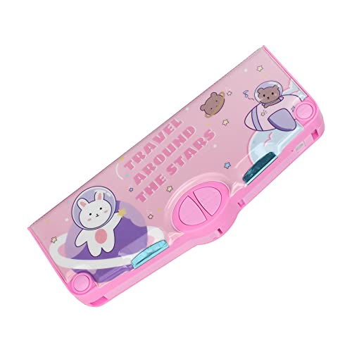 Image of Minache Multifunction Pencil Case Pencil Box with 2 Compartments Cartoon Pattern Stationery Set with Pop Out Scissors and Pencil Sharpener, 7483+Style 4, bh-07483-04AD