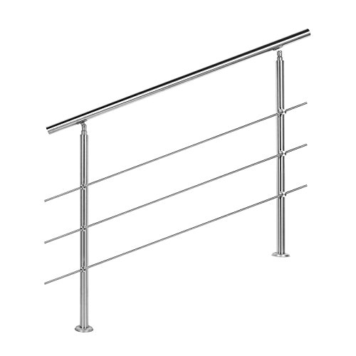 Preisvergleich Produktbild Treppengeländer Edelstahl 3 Querstäbe 120cm Brüstung Handlauf Geländer Treppe