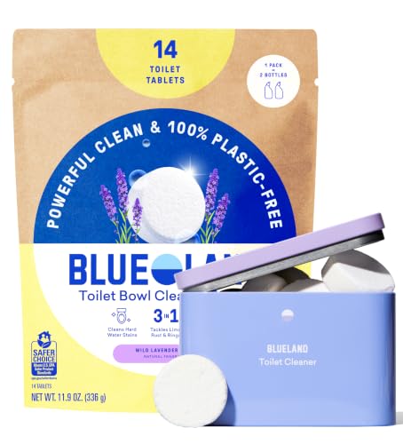 Image of BLUELAND 100% Plastic Free Toilet Bowl Cleaner Tablets Set, Wild Lavender