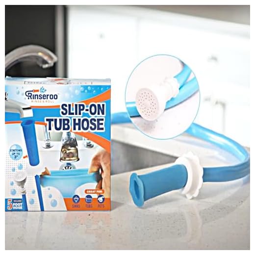 Rinseroo Tub Faucet Hose and Sprayer: Slips On to Tub Spout for Hair Washing, Baby or Dog Bath. Bathtub Faucet Showerhead Attachment. Shower Adapter for Tub Faucet. Fits All Tub Spouts Up to 3" Wide.