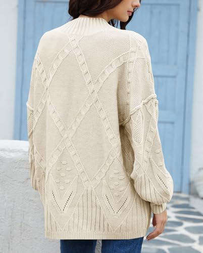 UNCLECAT Women's Oversized Sweaters 2025 Cable Knit Fall Sweater Mock Neck Long Sleeve Knit Pullover Tops3