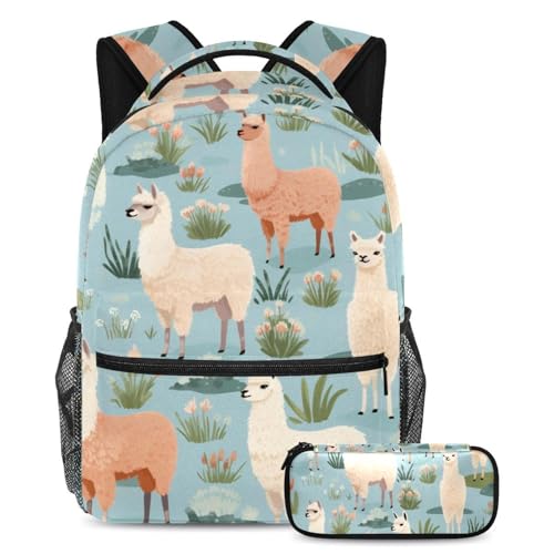 Sac à dos de grande capacité alpaga mignon pour transporter les grands classeurs