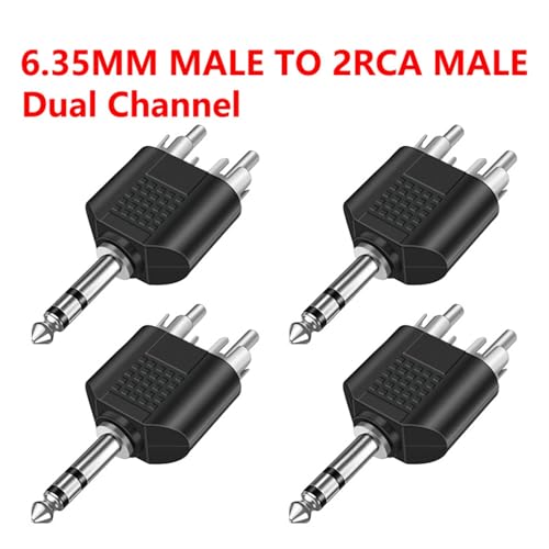 Adaptador de 6.35 mm a RCA Macho Conector de Audio para Altavoces y Cine en Casa Pack 4