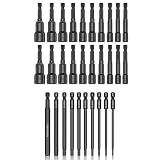 TLEEP 20 x Magnetic Power Nut Driver Set, Customized 65MM + 10 x 1/4 Inch Hex Head Allen Wrench Dril