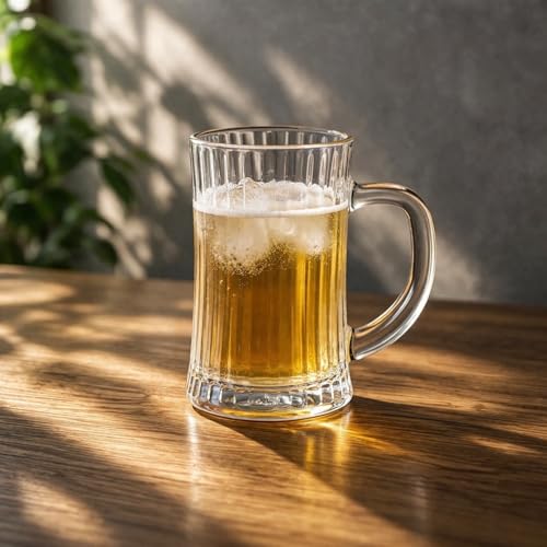 Image of PrimeWorld Classic Beer Mugs Set of 2 (500ML Each) | Heavy Glass Beer Steins with Handle | Large Freezer-Friendly Multipurpose Mugs | Dishwasher & Microwave Safe