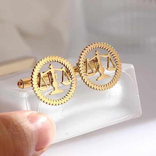 Mancuernillas de Acero Inoxidable Círculo Abogado Libra miniatura 5