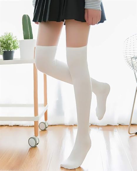 Chalier Womens Thigh High Socks Cotton Striped Over the Knee Socks Long Knee High Stockings for Women4