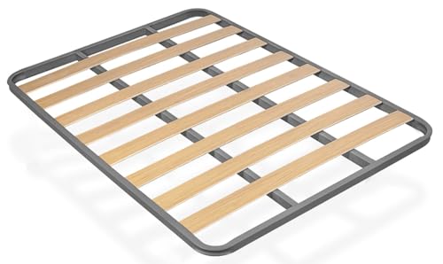 habithor - Somier de Láminas de Chopo con Estructura de Acero | Patas No IncluidasMedida: 135x180 cm | Refuerzo Central | Fabricación Española