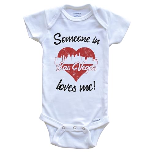 Someone in Las Vegas Loves Me Red Heart Skyline One Piece Baby Bodysuit