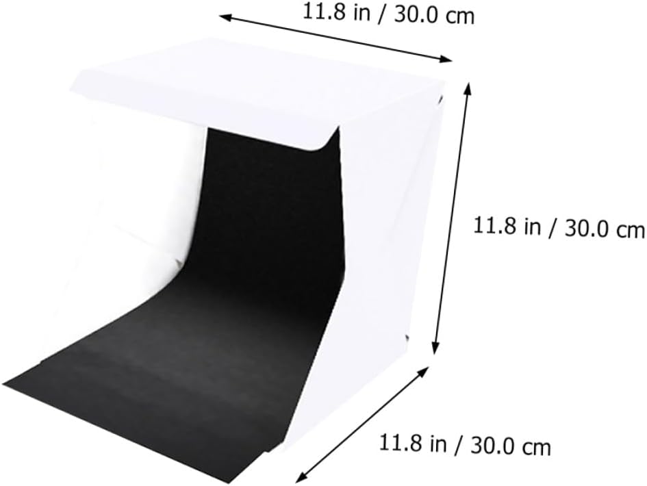 Portable Foldable LED Light Box Photography Tent with Black and White Backdrops, 30cm Photo Studio Light Tent for Small Business Product Photography