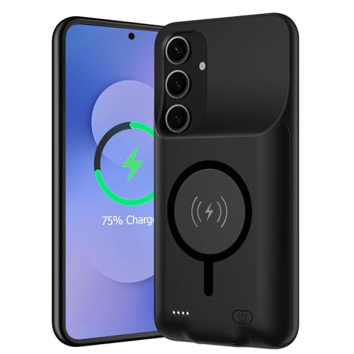 Image of Battery Case for Galaxy S25 FE, Upgraded 12000mAh Portable Protective Wireless Charging Case Compatible with Galaxy S25 FE 5G (6.7 inch) Rechargeable Extended Battery Pack Charger Case (Black)