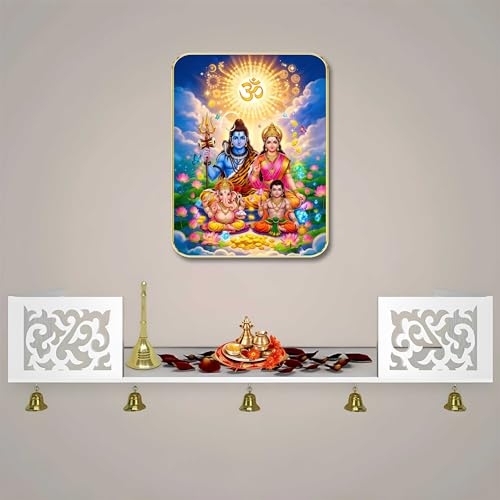 Image of SAF Divine Shiv Parivar Wall Art with Table Top Stand & Wall Hanging Hole | Premium MDF Religious Painting for Mandir Living Room Bedroom Office Home Decor Gift
