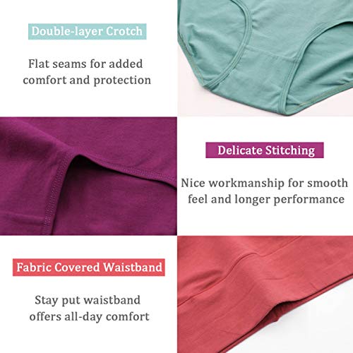 Image of wirarpa Women's Cotton Underwear High Waist Full Coverage Brief Panty Multipack