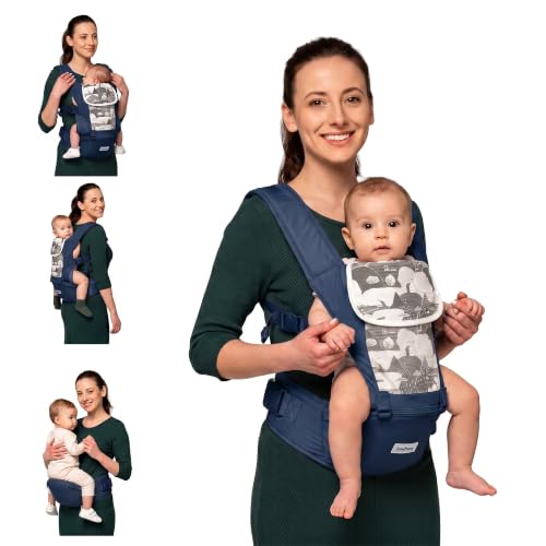 Image of Baybee 6-in-1 Baby Carrier for 0 to 3 Years with Hip Seat, Kangaroo Bag, Lumbar Waist Support, Breathable Mesh, Utility Pocket & Bottle Holder, Weight Up to 15 Kgs (Blue)