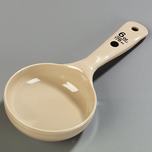 Image of Carlisle FoodService Products Measure Miser Plastic Measuring Spoon with Short Handle, 6 Ounces, Beige