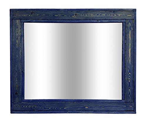 Herringbone Reclaimed Wood Framed Mirror, Available in 4 Sizes and 12 Colored Stains: Shown in Island Water - Framed Mirror Wall Decor, Large Framed Wall Mirror, Rustic Decor - Image 3