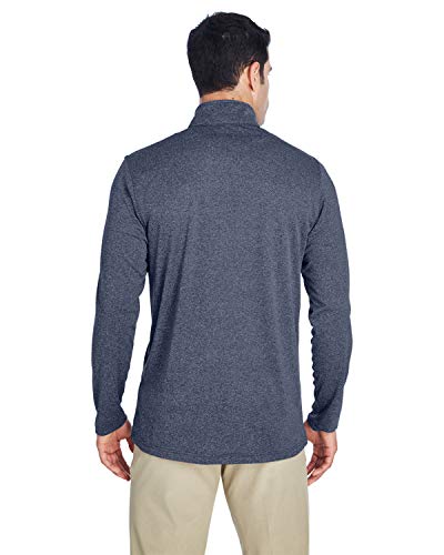 UltraClub Men's Cool & Dry Heathered Performance Quarter-Zip M NAVY HEATHER3
