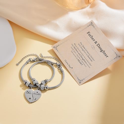 Image of Yonhon Father Daddy Daughter Bracelet Necklace for 2,Dad Daughter Matching Necklace Set for 2