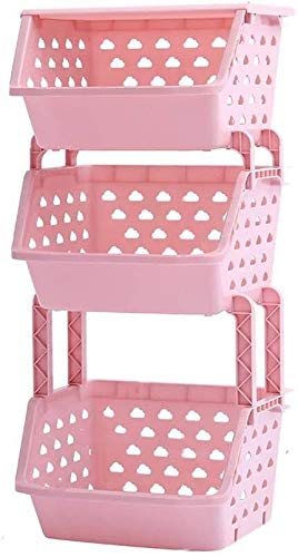 Estantería vegetal de 3 niveles rosa de 75cm para verduras y juguetes