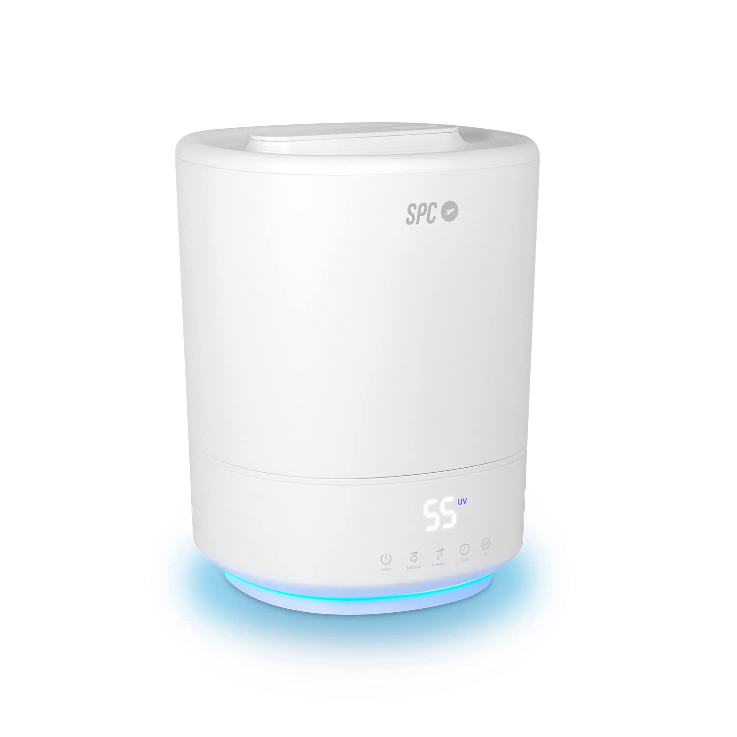 SPC Evadne – Humidificador WiFi inteligente ultrasónico, gran capacidad 4,5L, luz UV-C, carga de agua superior, modos automático, manual y noche, difusor de aromas, luz de noche, temporizador, sin BPA