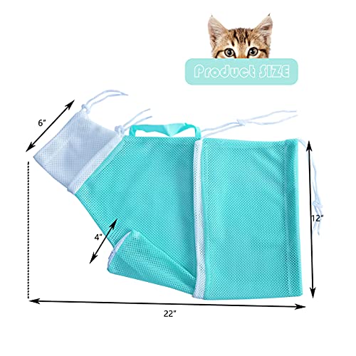 Image of KlerRoem Cat Bathing Bag, Adjustable Anti-bite and Anti-Scratch Cat Shower Mesh Grooming Bag for Pet Dogs and Cats, Includes Pet Nail Clipper, Nail File, Grooming Glove, and Cat Shell Comb