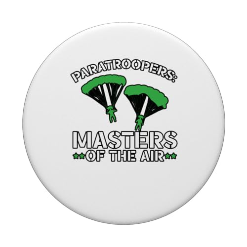 Airborne Paratrooper Parachute Skydiving Parachuting PopSockets Swappable PopGrip, Black - Image 3