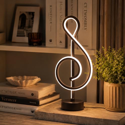 Image of One94Store Artistic LED Table Lamp - Modern Musical Note Night Light for Bedroom, Study Table & Living Room - Decorative Warm White Desk Lamp for Home & Office