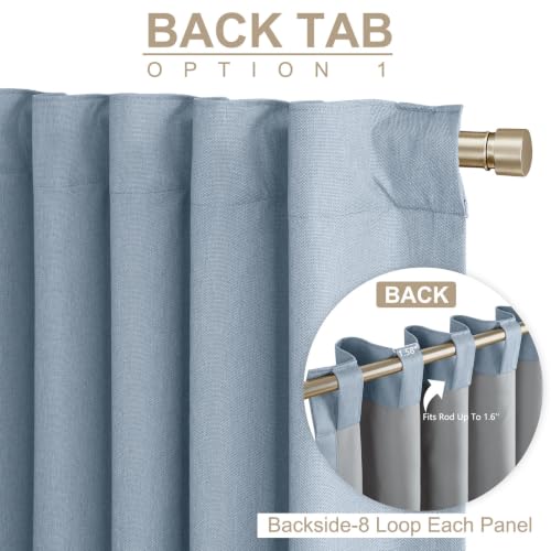 Image of Faux Linen Total Blackout Curtains for Bedroom 90 Inches Long, Dusty Blue
