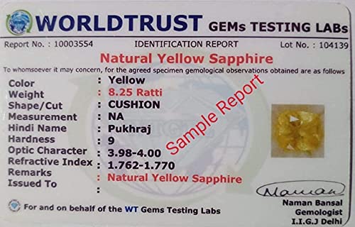 Saphir jaune Pukhraj naturel de Ceylan, gemme certifiée d'exception pour bague de prestige